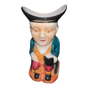 STAFFORDSHIRE TOBY JUG SHORTER & SON SITTING GENT COLONIAL HAND PAINTED ANTIQUE